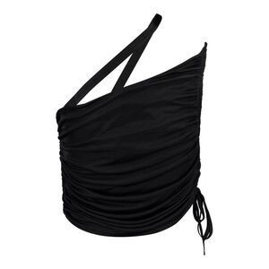 ANDREADAMO Ruched One-Shoulder Top with Drawstring Detail Women BLACK T-Shirts &